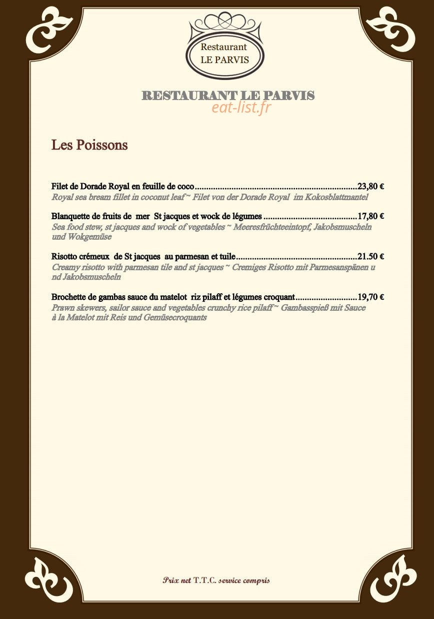 Restaurant Le Parvis — carte page 8
