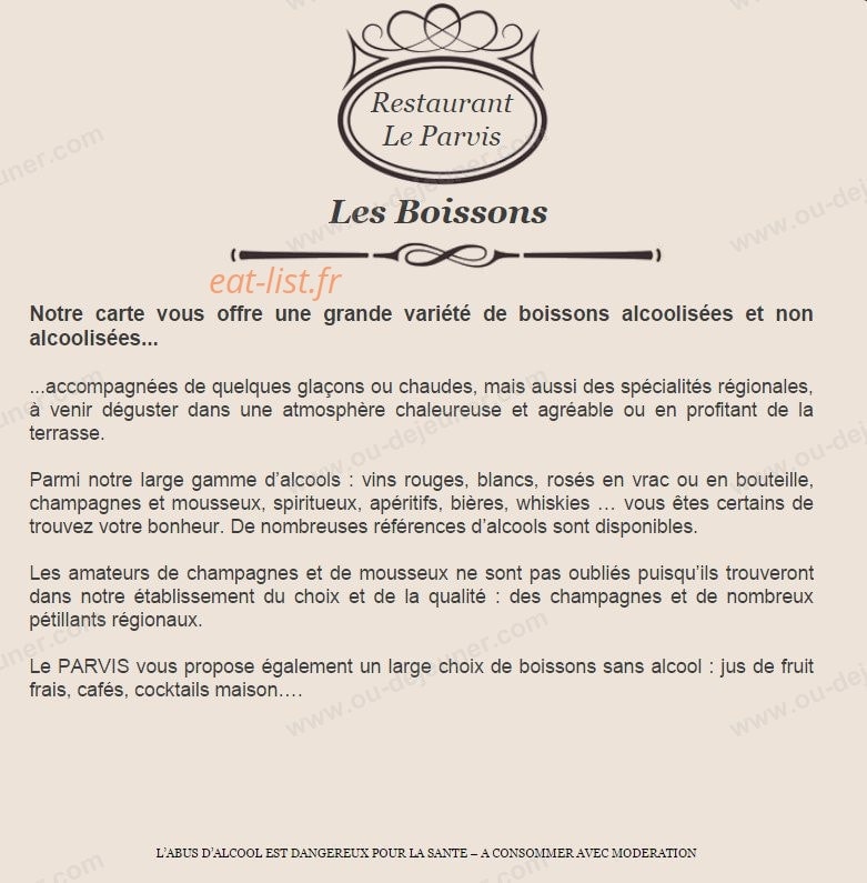 Restaurant Le Parvis — carte page 10