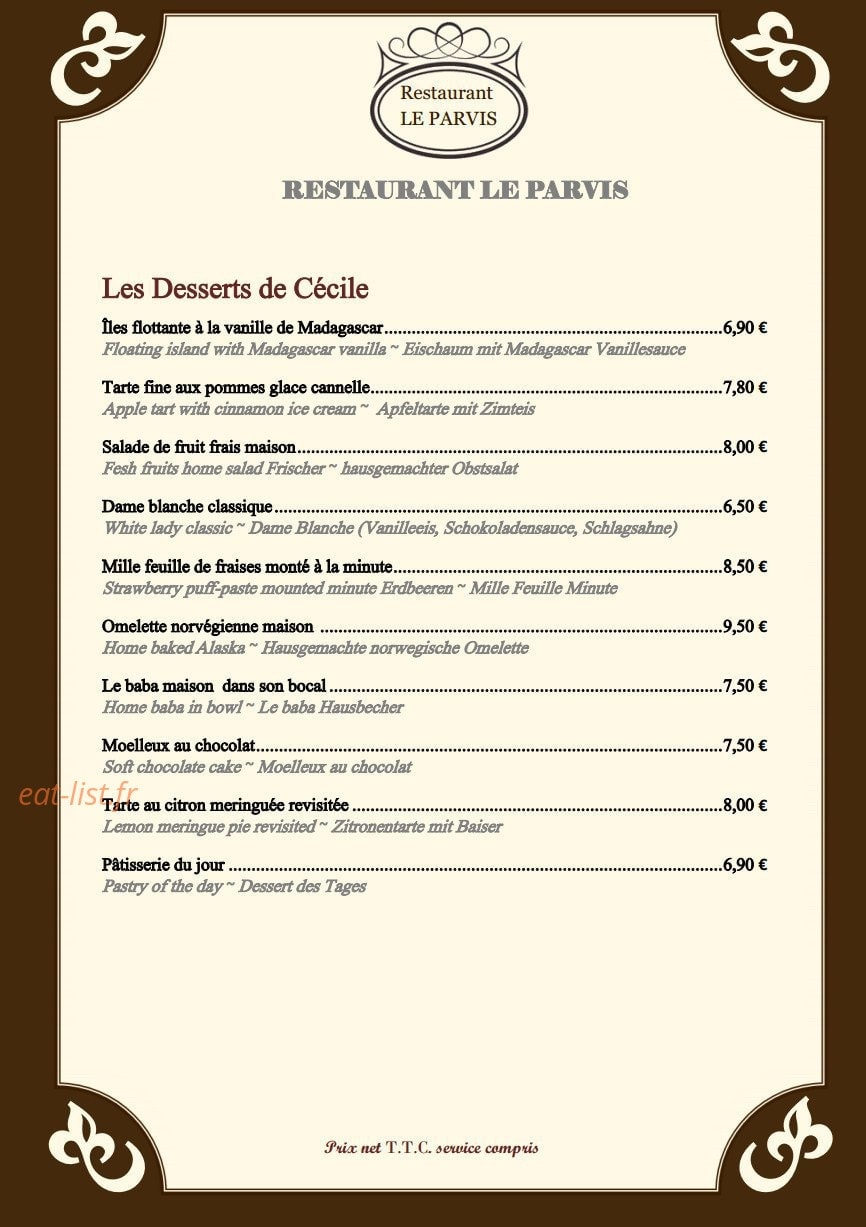 Restaurant Le Parvis — carte page 7