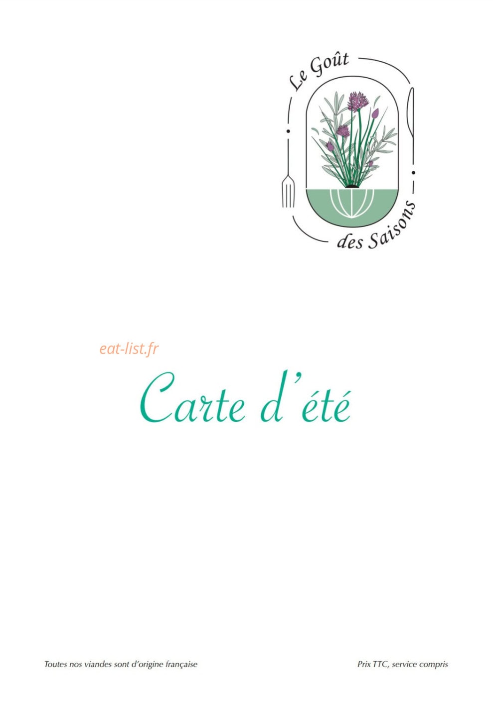 Le Goût des Saisons — carte page 1