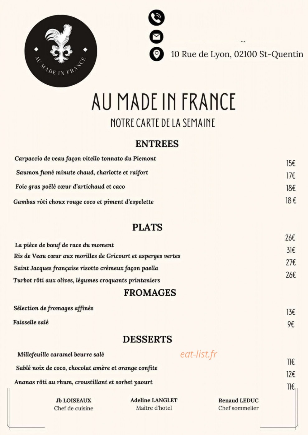 Au Made In France — carte page 1