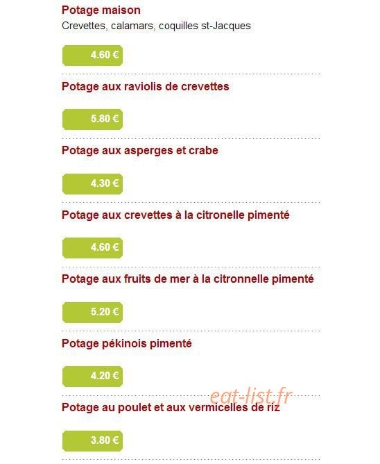 Aux Baguettes d'Or — carte page 1