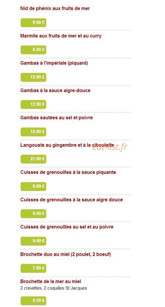 Aux Baguettes d'Or — carte page 12