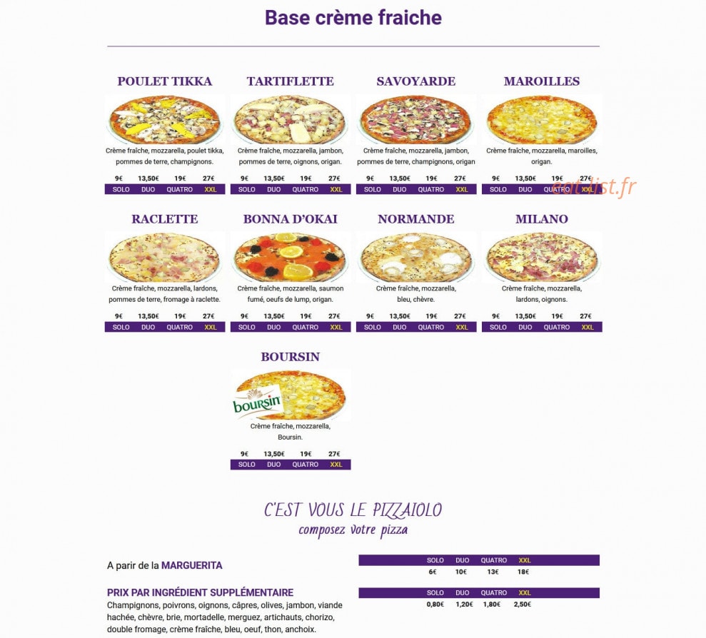 Chrono Pizza — carte page 2