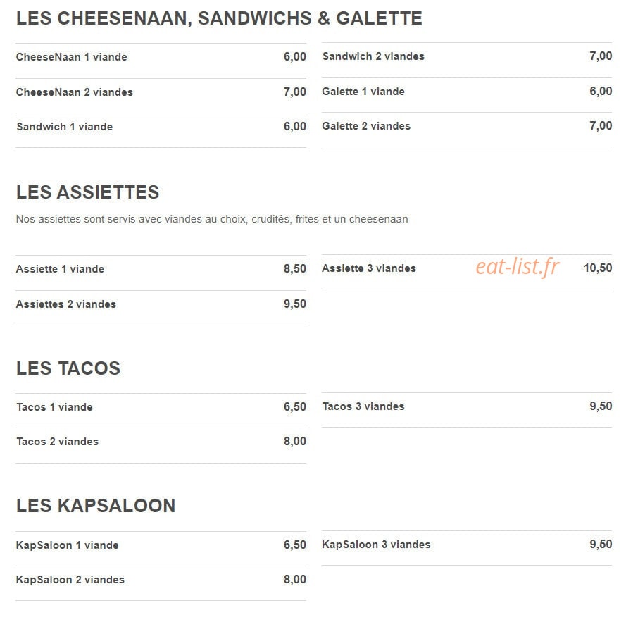 Good Naan — carte page 1