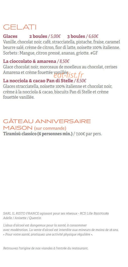 Il Ristorante — carte page 11