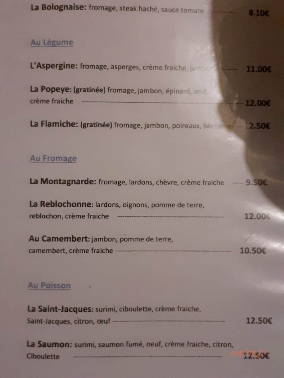 La Crèpe — carte page 2