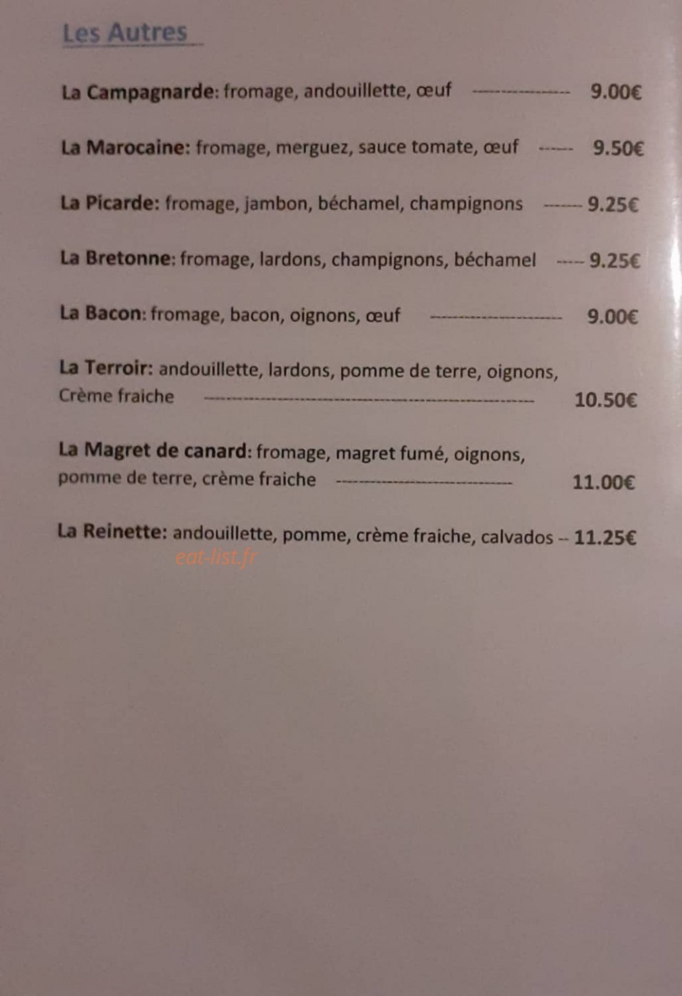 La Crèpe — carte page 3