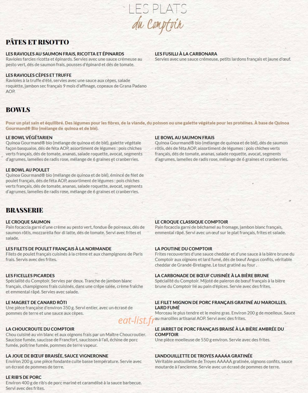 Le Comptoir du Malt — carte page 10