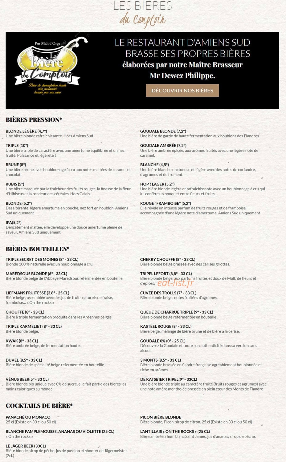 Le Comptoir du Malt — carte page 16