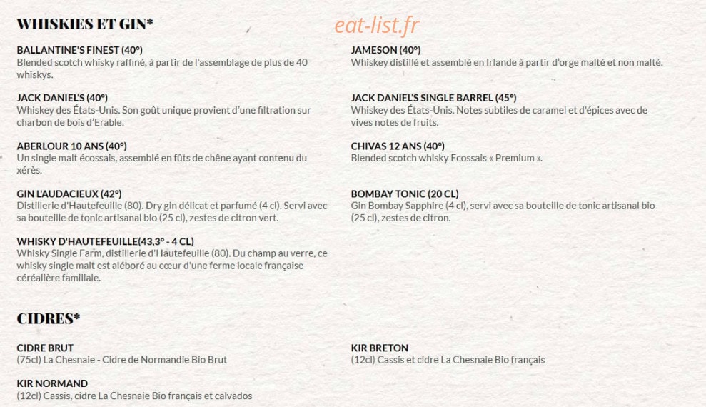 Le Comptoir du Malt — carte page 21