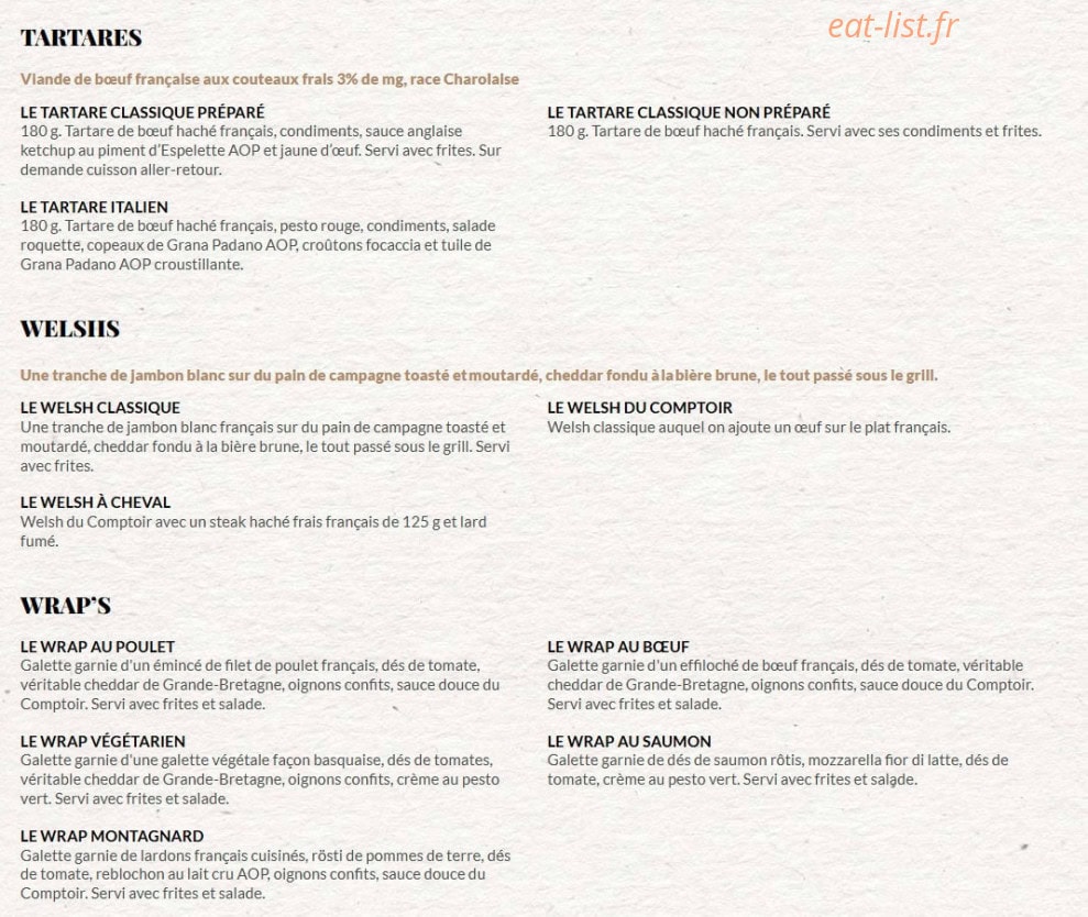 Le Comptoir du Malt — carte page 13