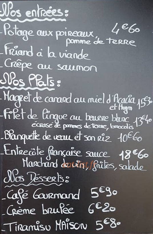 Le Petit Chef — carte page 1