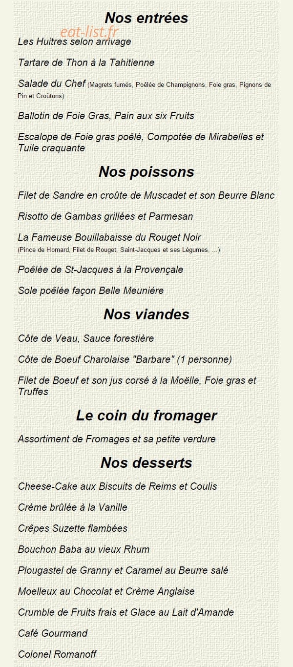 Le Rouget Noir — carte page 1