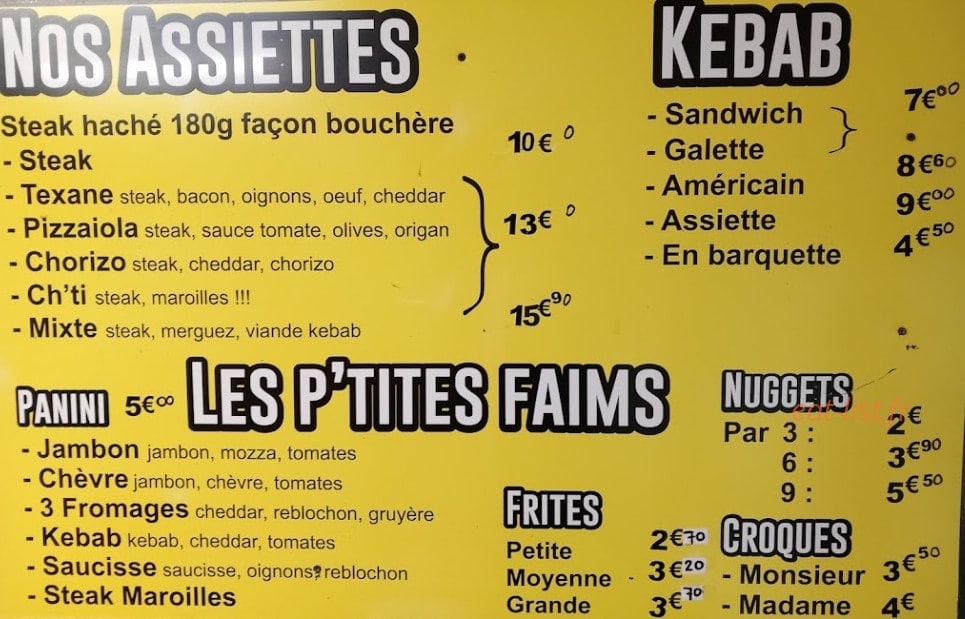 Le Snack — carte page 1