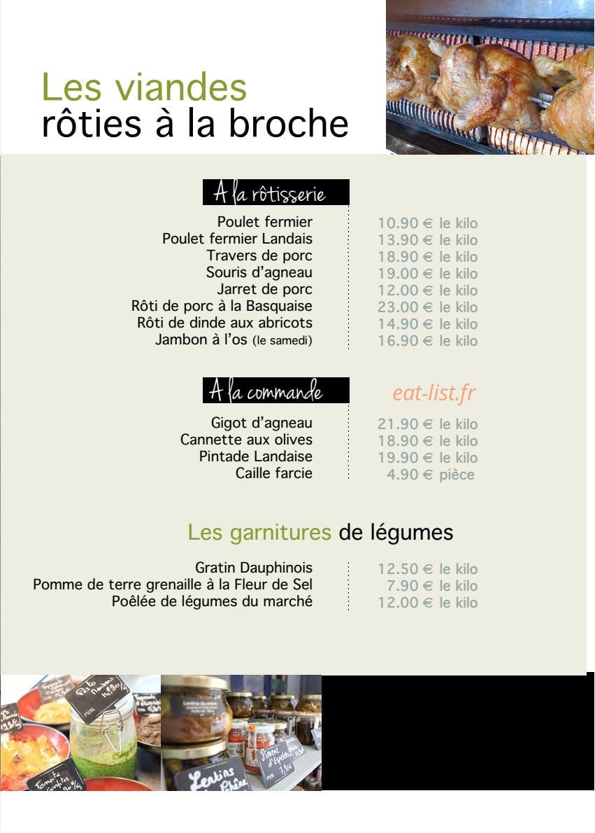 Les Chefs Rôtisseurs — carte page 2
