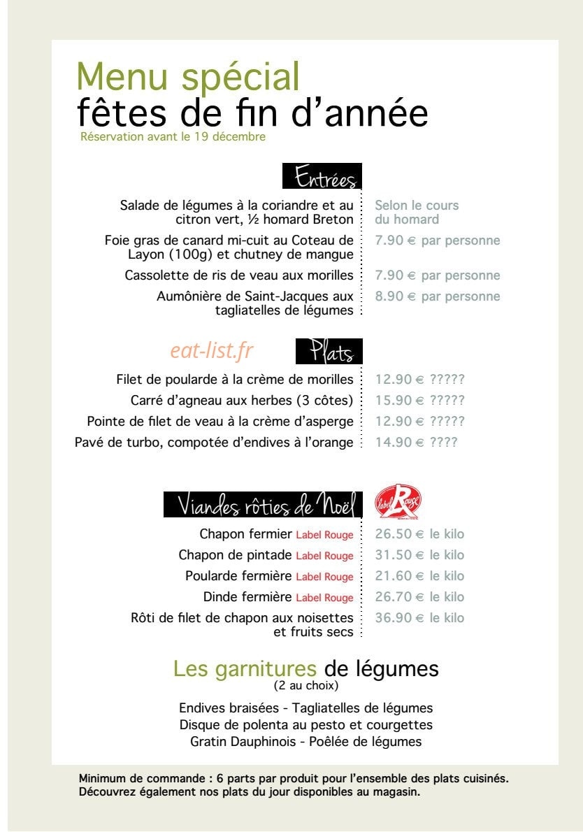 Les Chefs Rôtisseurs — carte page 3