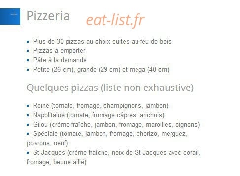Pizza Feu de Bois — carte page 1