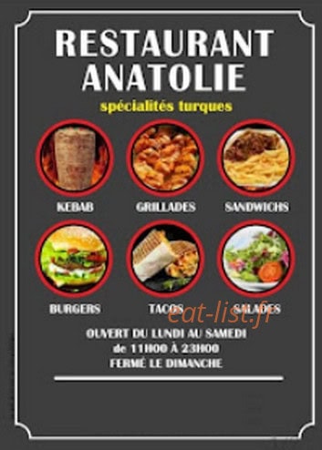 Restaurant Anatolie — carte page 1