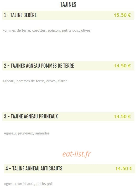 Restaurant de guise — carte page 6