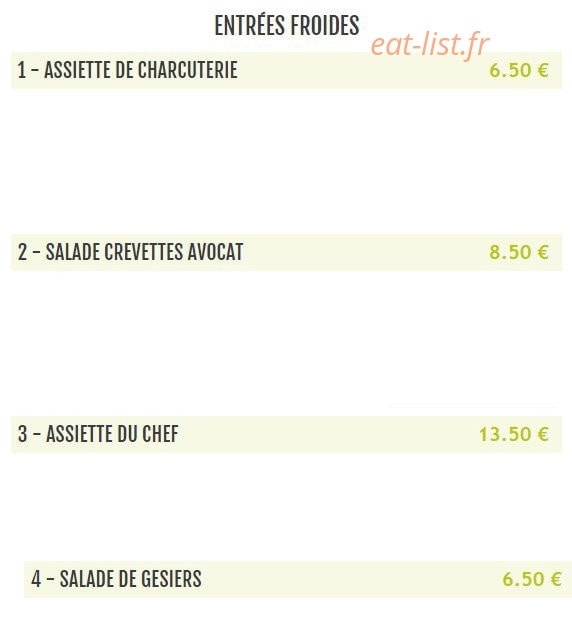 Restaurant de guise — carte page 2
