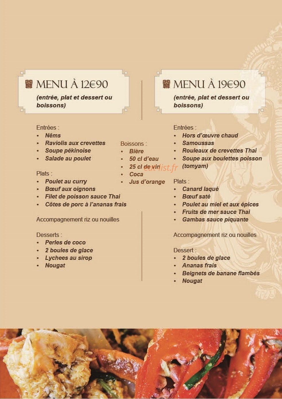 Resto Thai — carte page 3