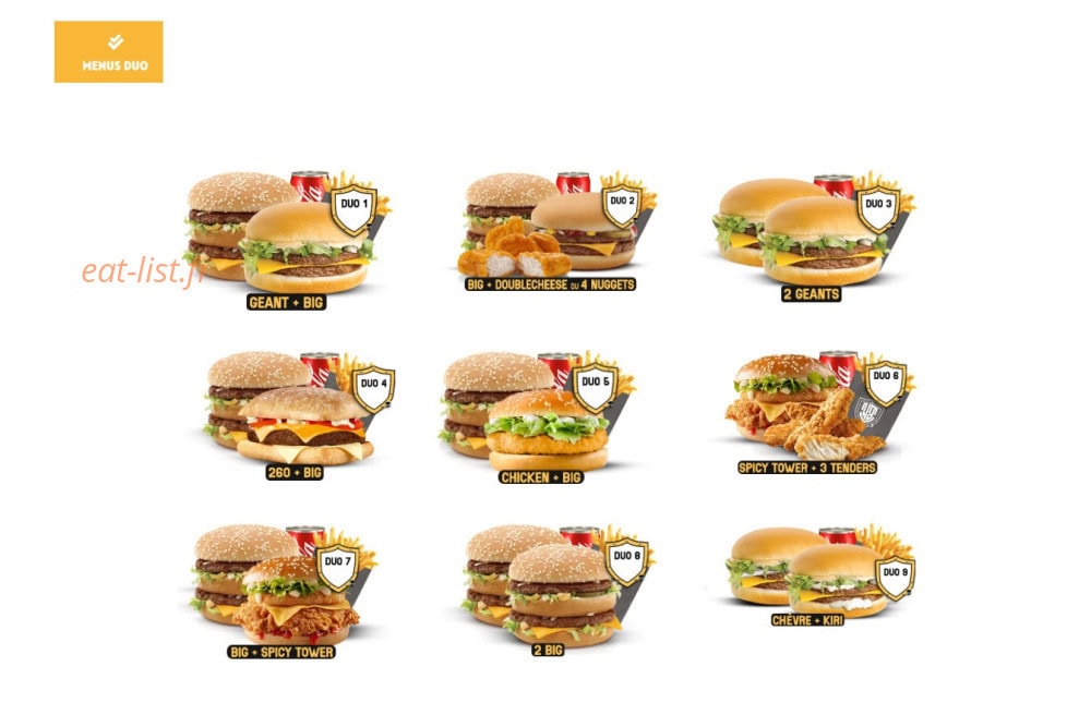 Warrior Burger — carte page 1