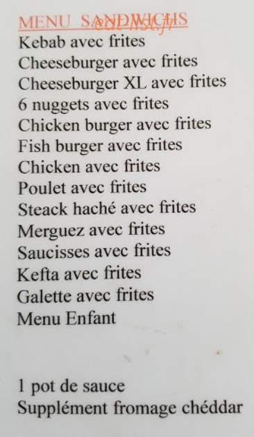 Au Bon Kebab — carte page 2