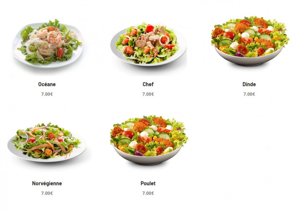 Carte et menu de Pizz'Wich à Bohain en Vermandois — Les salades