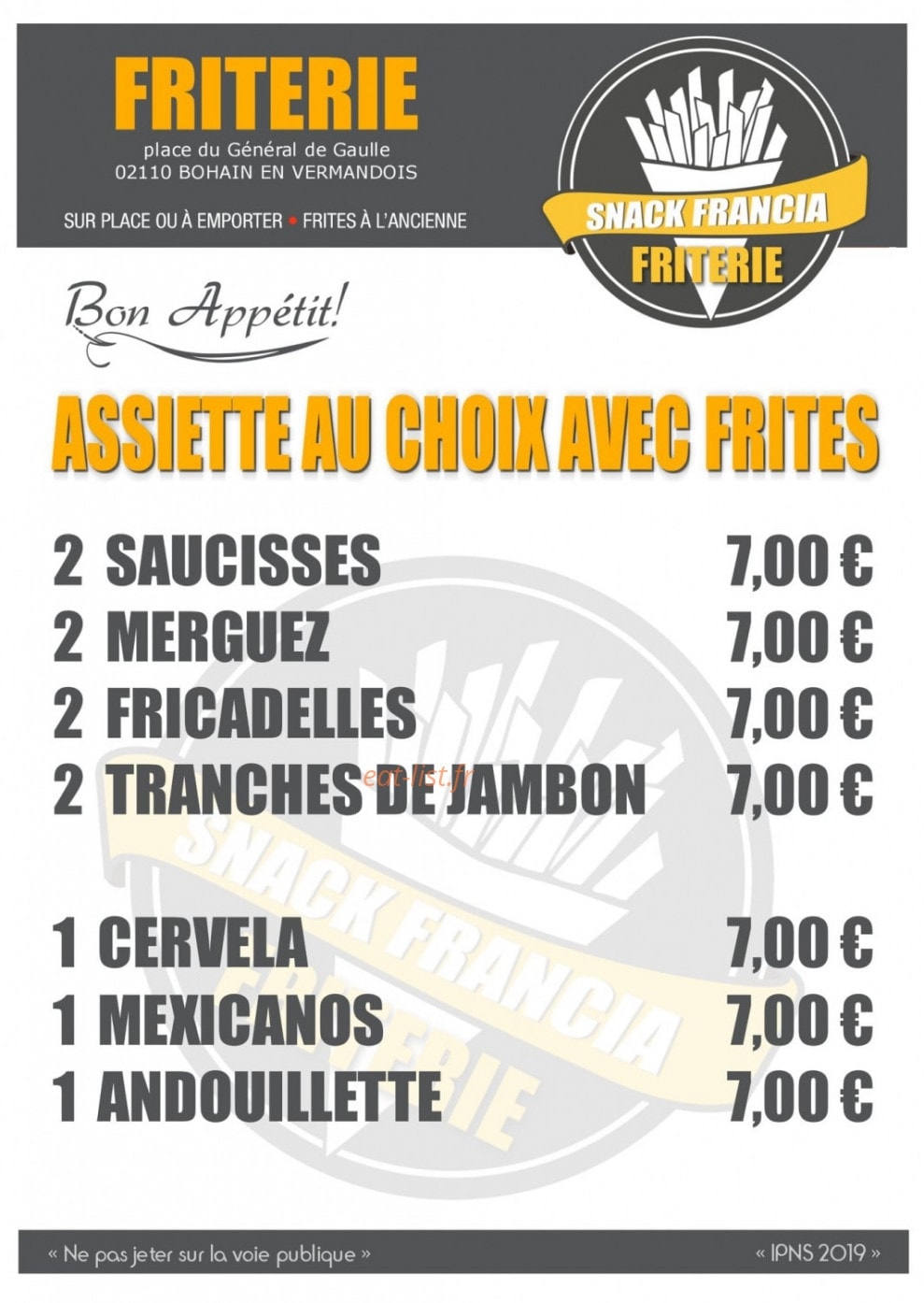 Snack Francia — carte page 1