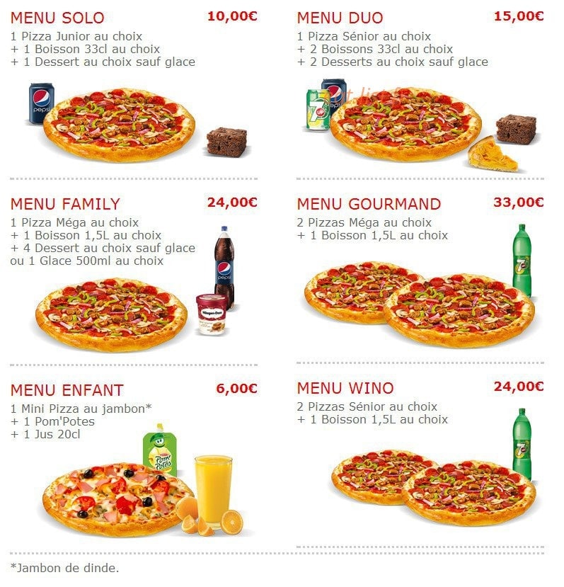 Carte et menu de Pizza Wino à Fere en Tardenois — Les menus