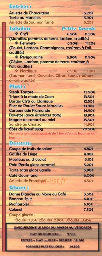 Brasserie De La Vallee — carte page 3