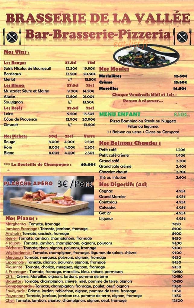 Brasserie De La Vallee — carte page 2