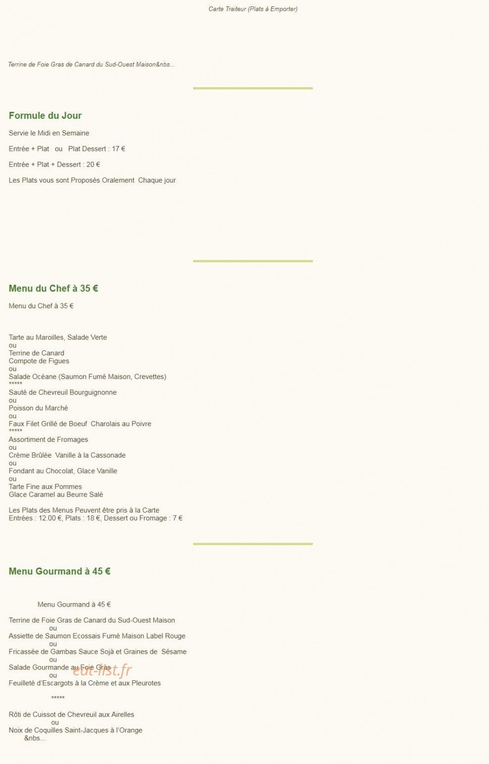 Auberge de la forêt — carte page 1