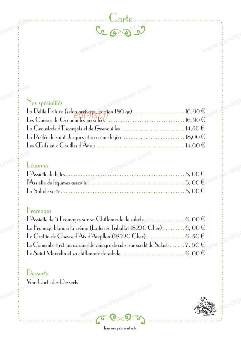 Restaurant de la Mairie — carte page 3