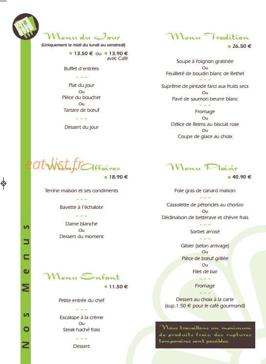 Restaurant de la Mairie — carte page 4