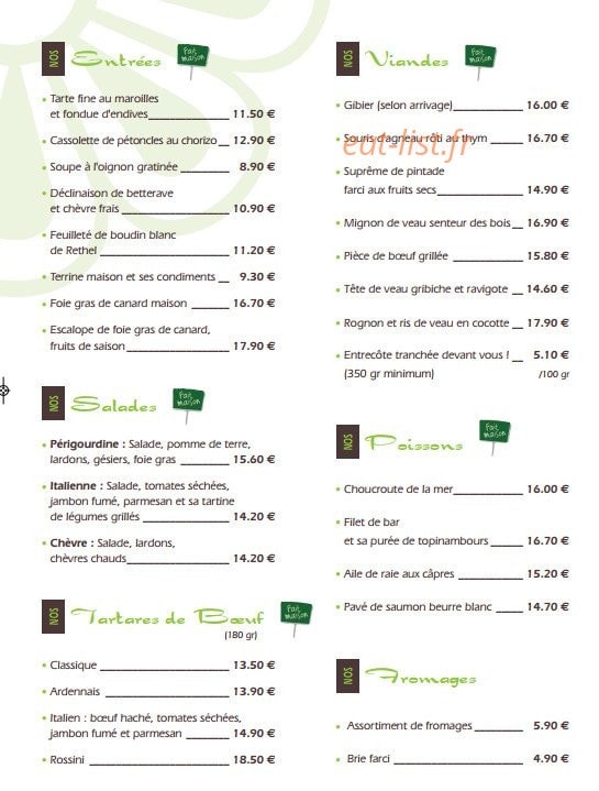 Restaurant de la Mairie — carte page 2