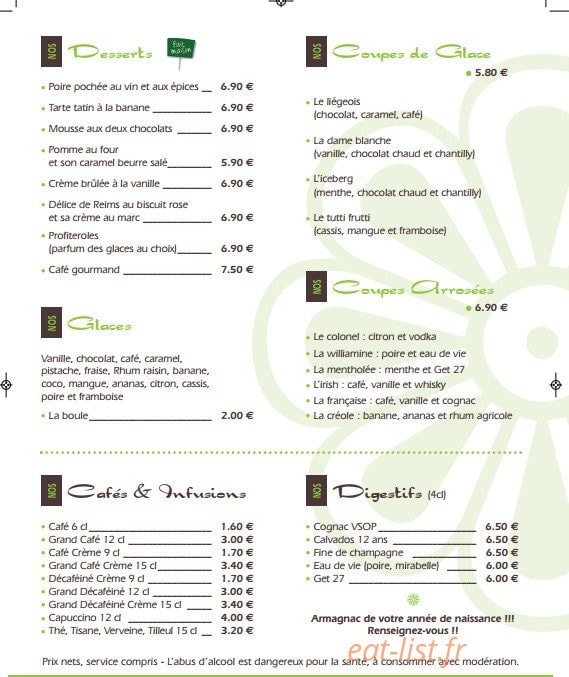 Restaurant de la Mairie — carte page 5