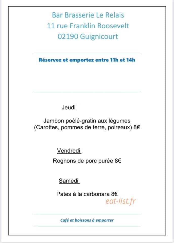 Le Relais — carte page 1