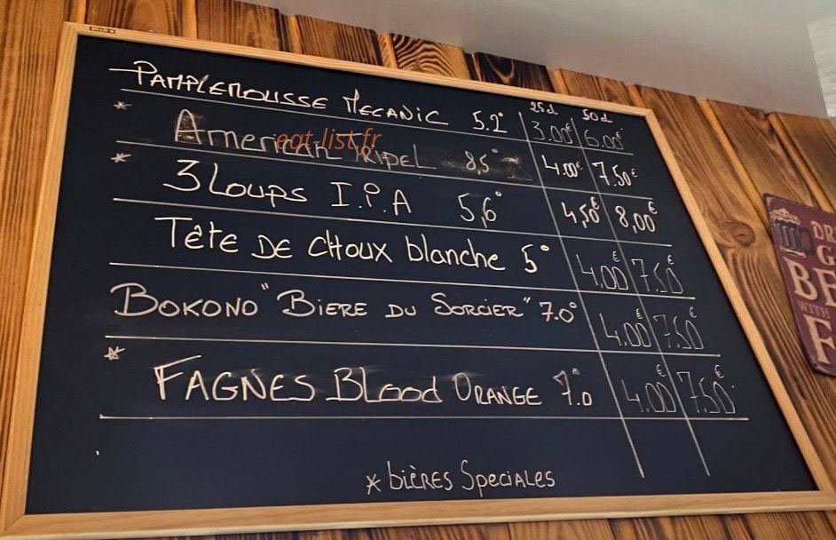 Au Zic Food Bar — carte page 1