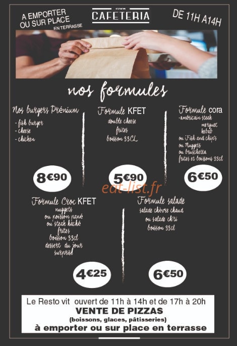 Cora Cafeteria — carte page 1