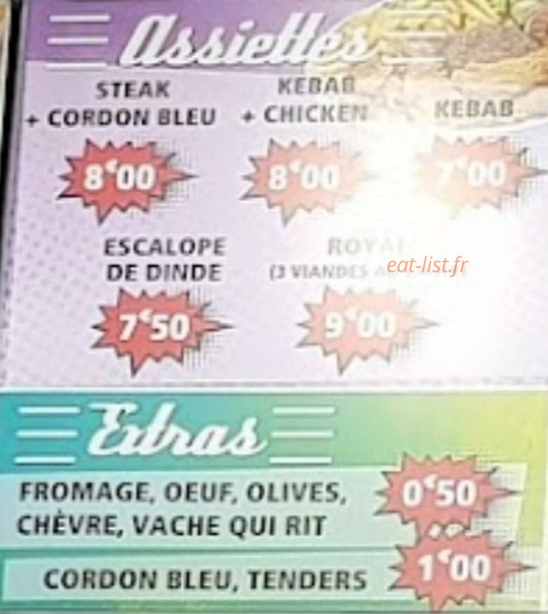L' Arret Sandwich — carte page 1