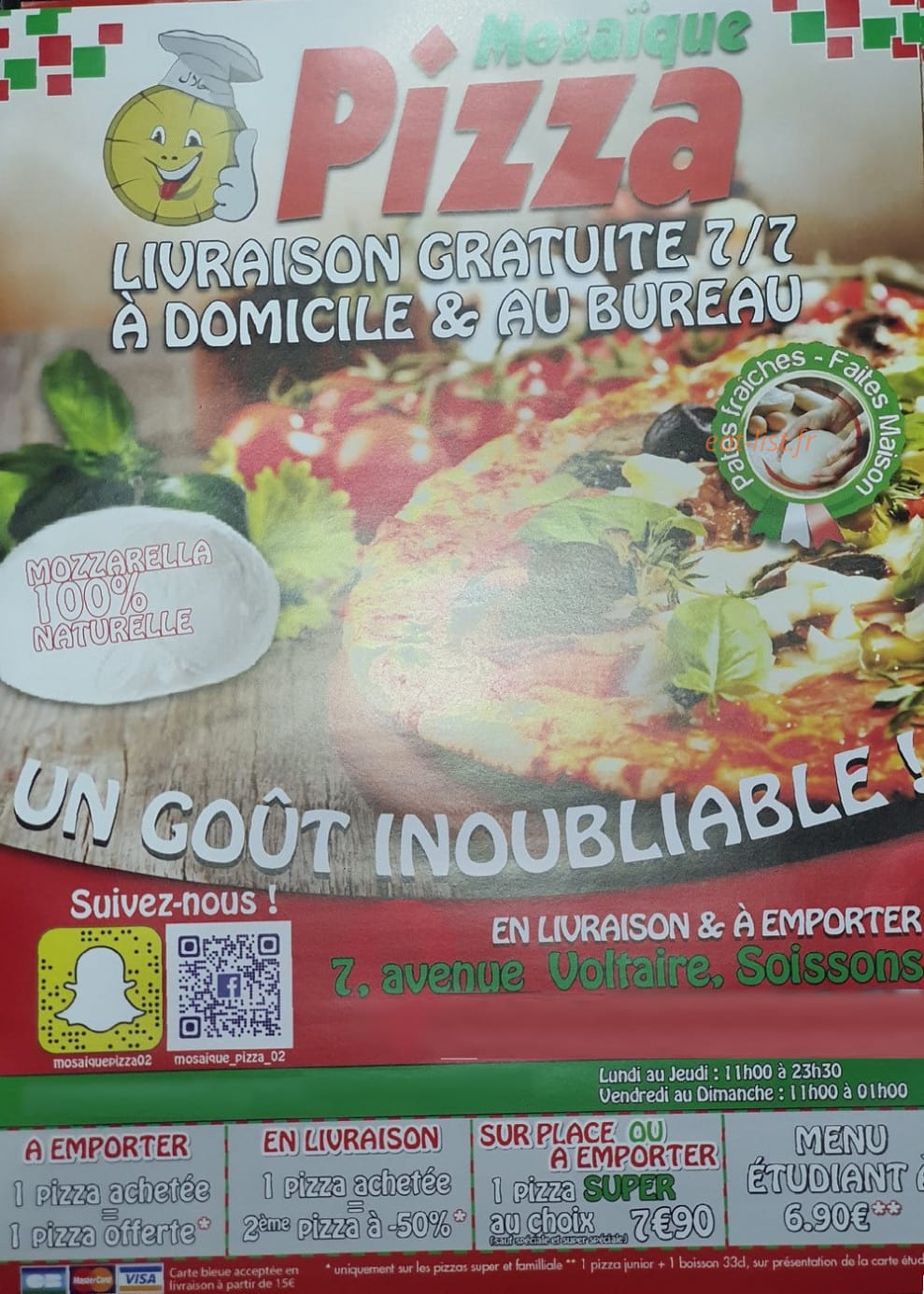 Mosaïque Pizza — carte page 1