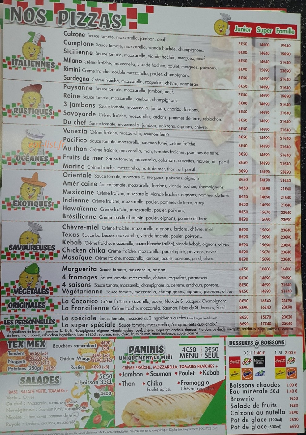 Mosaïque Pizza — carte page 2