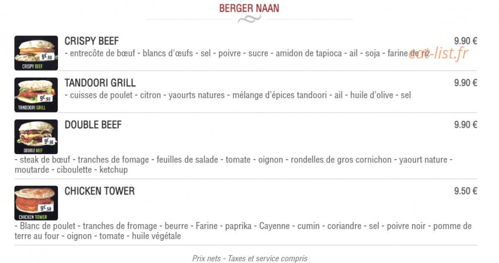 Naan Five — carte page 4