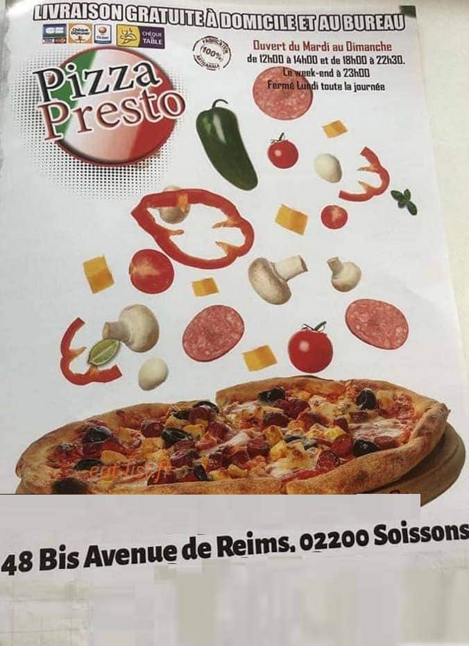 Pizza Presto — carte page 1
