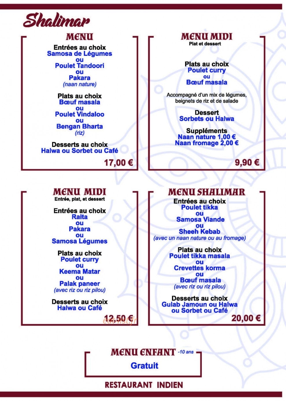 Shalimar — carte page 9