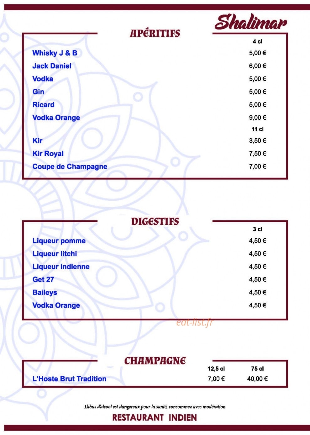Shalimar — carte page 6