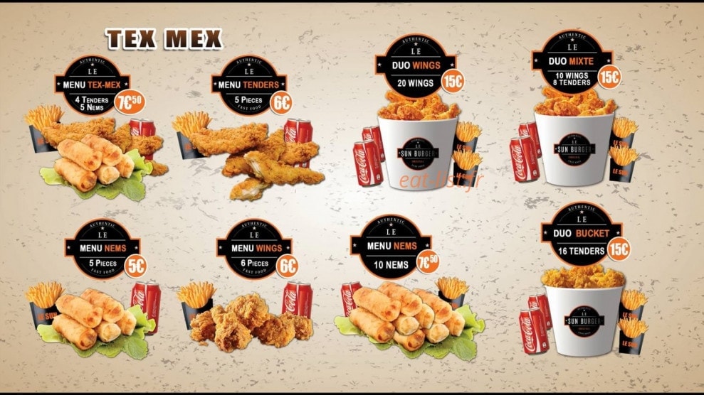 Sun Burger — carte page 5