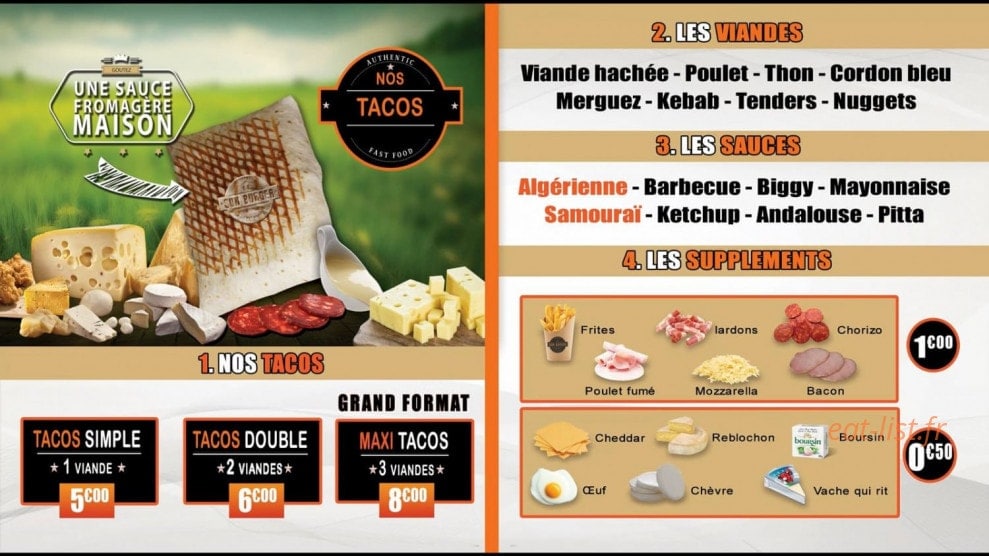 Sun Burger — carte page 3